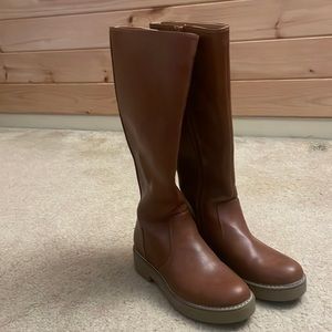 Brown leather knee high boots